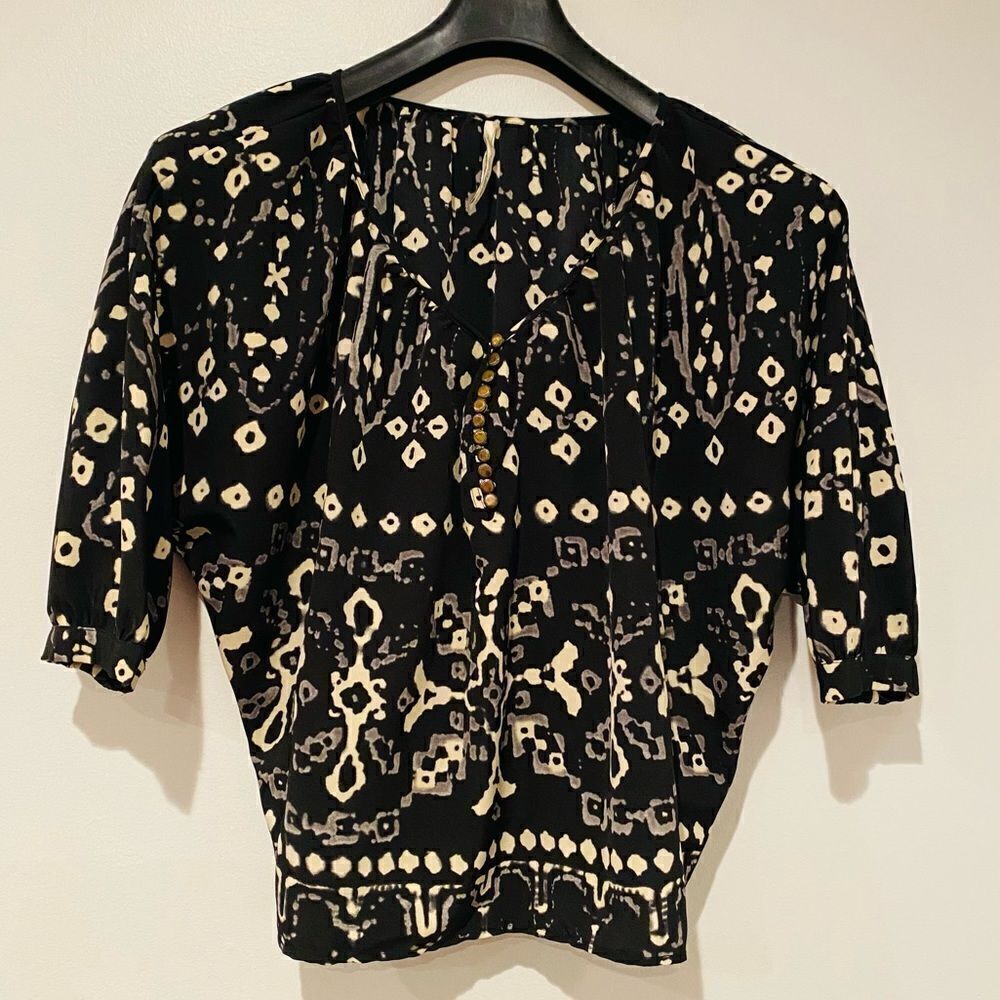 Twelfth Street by Cynthia Vincent Abstract Print Button Top Blouse Size Small